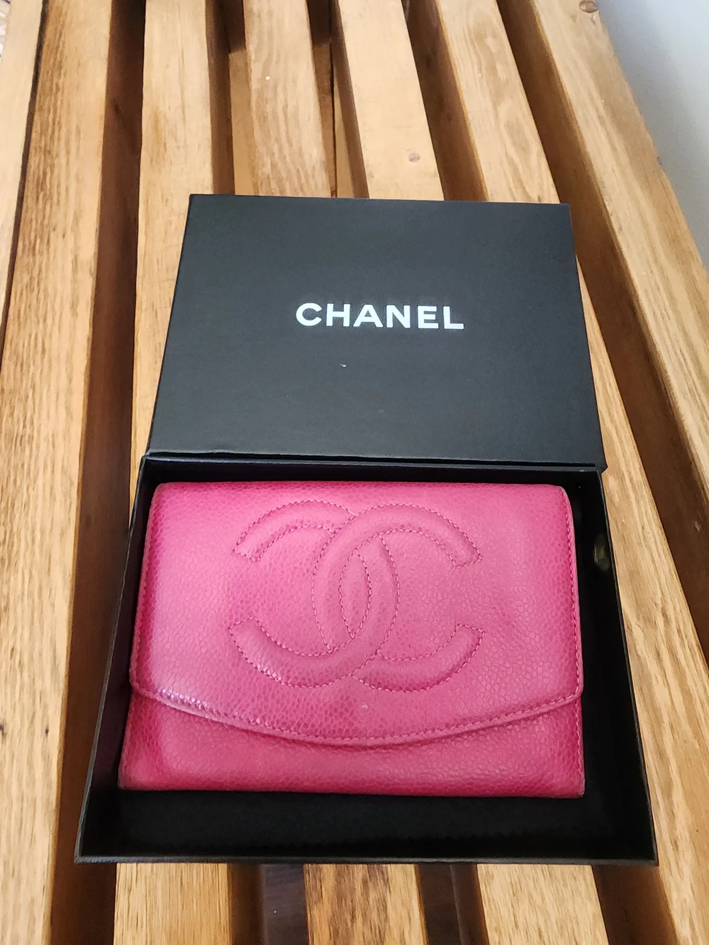CHANEL Pink Quilted Leather Wallet